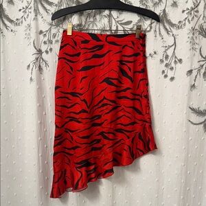 Nasty Gal Asymmetrical Red and Black Skirt